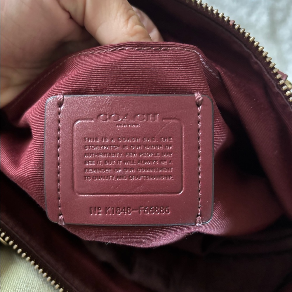 Coach Burgundy Croc-Embossed Leather Satchel with Gold Hardware - Picture 3 of 8
